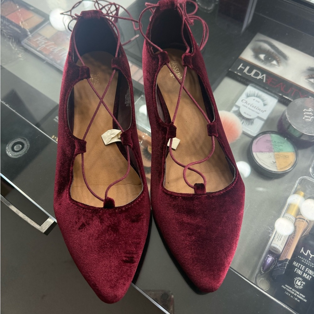 Mossimo Supply Co. Burgundy Velvet Flats